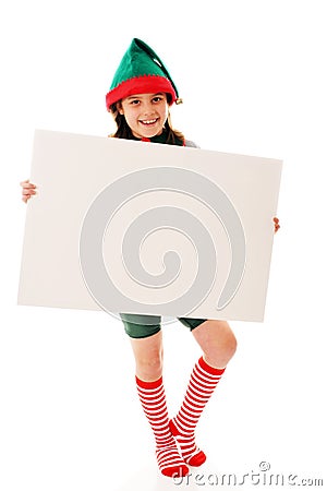 Christmas Elf with Your Message Stock Photo