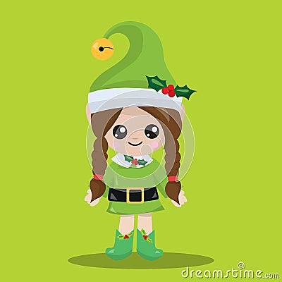 CHRISTMAS ELVES GIRL BRAID 06 Vector Illustration