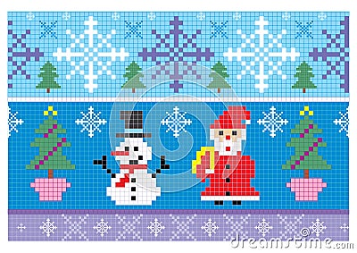 Christmas embroidery seamless background Vector Illustration