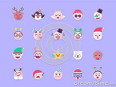 Christmas Emoji Vector Set Stock Photo