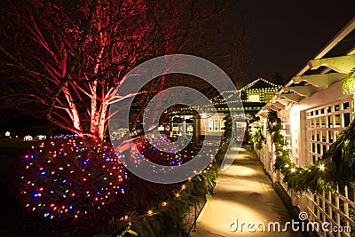 Christmas Eve in the Butchart Gardens, Victoria, BC Stock Photo