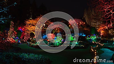 Christmas Eve in Butchart Gardens, Victoria, BC Stock Photo