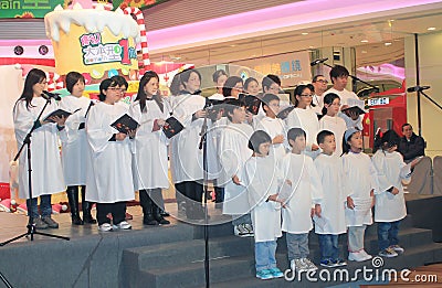 Christmas eve caroling event in Domain Mall Hong Kong Editorial Stock Photo