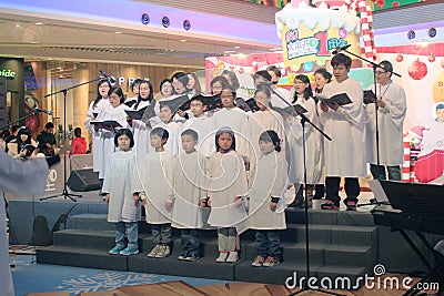 Christmas eve caroling event in Domain Mall Hong Kong Editorial Stock Photo