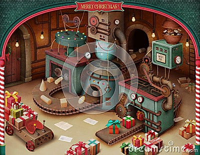 Christmas factory Toy Stock Photo