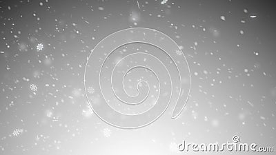 Christmas falling magic snow on a white background. Winter storm illustration with snowflakes. Cartoon Illustration