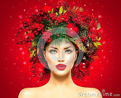 Christmas fashion model woman Stock Photo