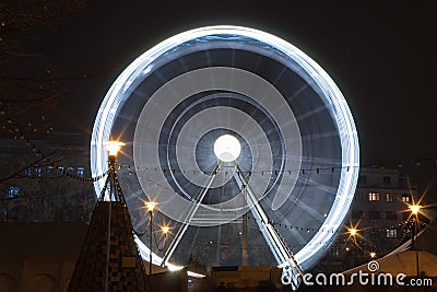 Christmas ferris wheel at Moravian square at advent time in Brno Stock Photo