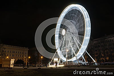 Christmas ferris wheel at Moravian square at advent time on December in Brno Stock Photo