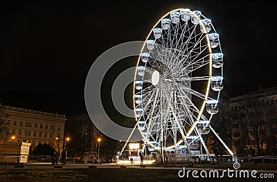 Christmas ferris wheel at Moravian square at advent time on December in Brno Stock Photo