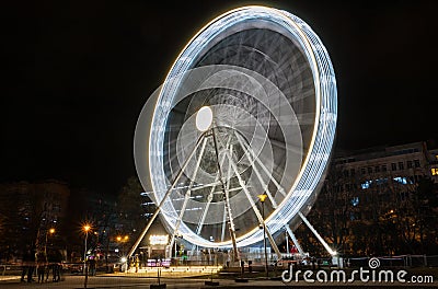 Christmas ferris wheel at Moravian square at advent time on December in Brno Stock Photo