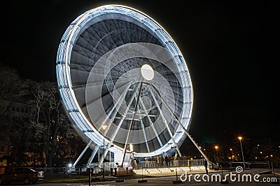 Christmas ferris wheel at Moravian square at advent time on December in Brno Stock Photo