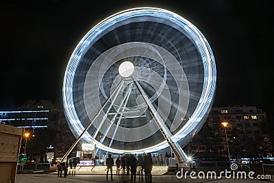 Christmas ferris wheel at Moravian square at advent time on December in Brno Stock Photo