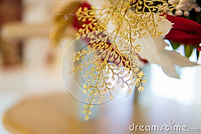 Christmas festival in Bangkok. Golden Christmas decoration Stock Photo