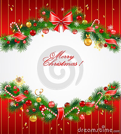 Christmas festive background with fir tree Vector Illustration