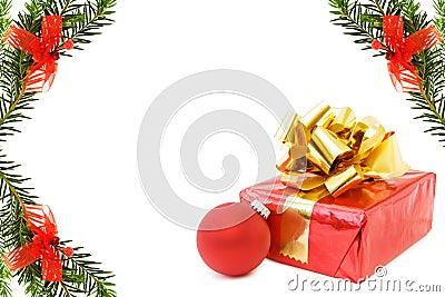 Christmas festive border with gifts Stock Photo