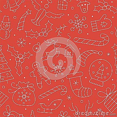 Christmas festive vector seamless pattern Vector Illustration