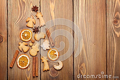 Christmas fir tree made from food decoration spices and gingerbread cookies Stock Photo
