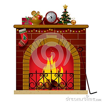 Christmas fireplace Vector Illustration