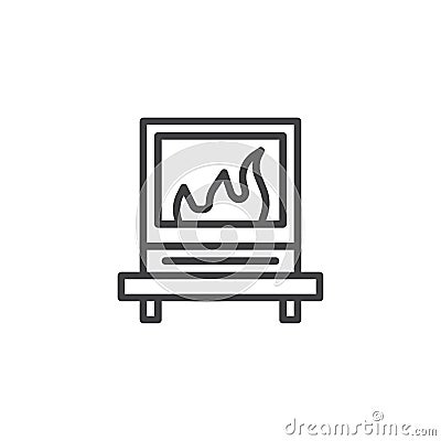 Christmas fireplace line icon Vector Illustration