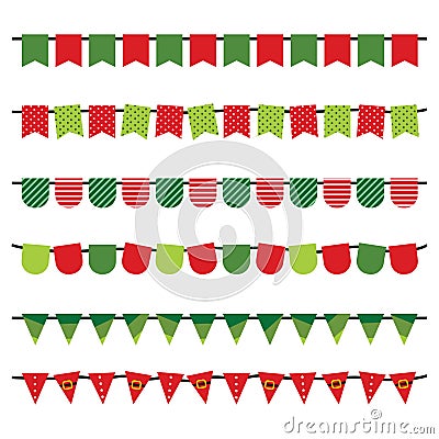 Christmas flags isolated on white background. Christmas vector banners Vector Illustration