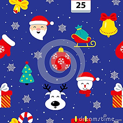 Christmas flat seamless pattern Vector Illustration