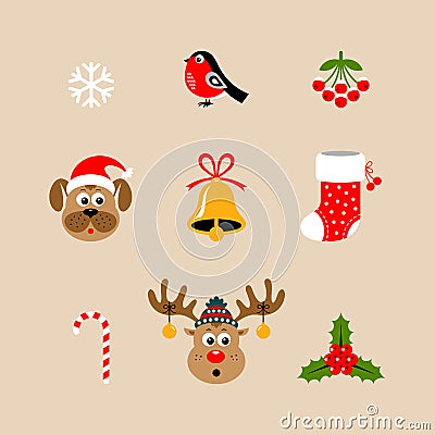 Christmas flat vector icons Vector Illustration