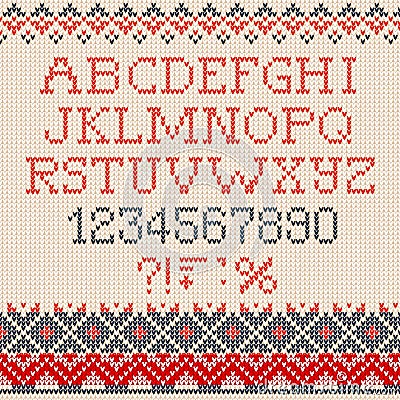 Christmas Font: Scandinavian style seamless knitted ornament pat Vector Illustration