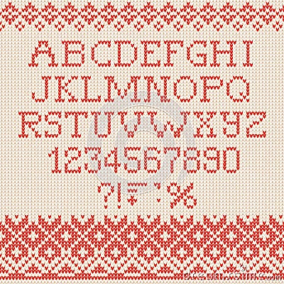 Christmas Font: Scandinavian style seamless knitted ornament pat Vector Illustration