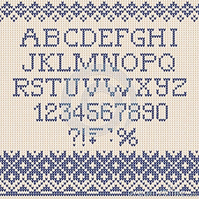 Christmas Font: Scandinavian style seamless knitted ornament pat Vector Illustration