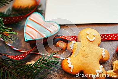 Christmas food gift homemade gingerbread cookies Stock Photo