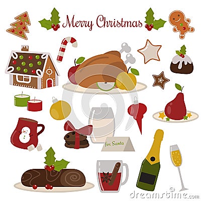 Christmas food vector set. Vector Illustration