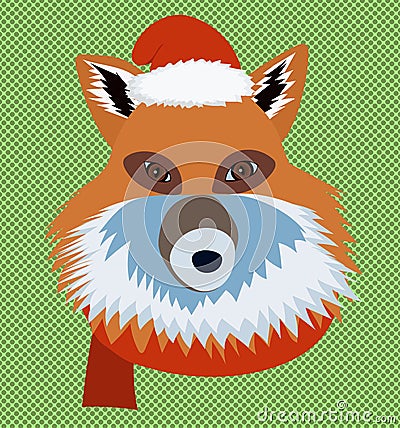 Christmas fox portrait Vector Illustration