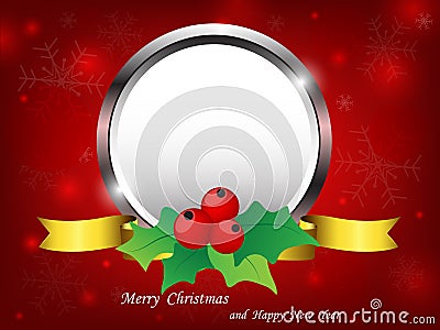 Christmas frame design on snowflake background . Vector Illustration