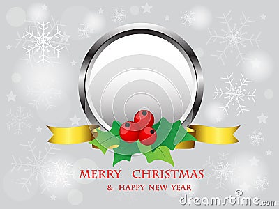 Christmas frame design on snowflake background . Vector Illustration