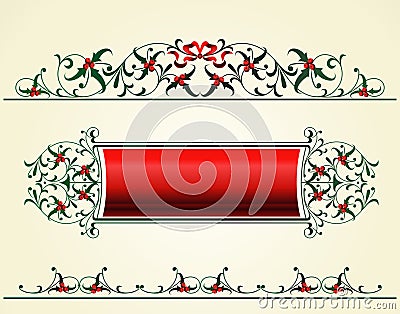 Christmas frame with mistletoe Vector Illustration