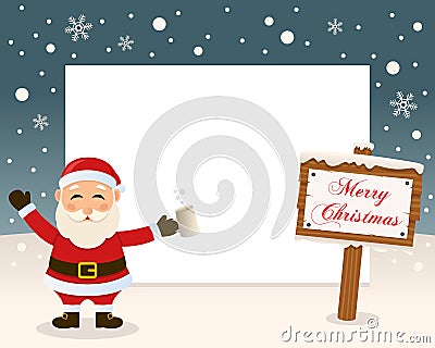 Christmas Frame Sign & Drunk Santa Claus Vector Illustration