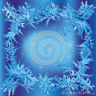 Christmas frame with snowflakes and frosty pattern Vector Illustration