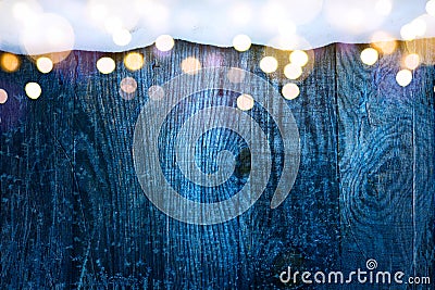 Christmas Frame; winter blue snowy background; Stock Photo