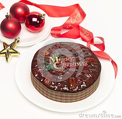 Christmas fruit cake Stock Photo