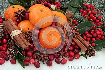 Christmas Fruit and Spice Stock Photo