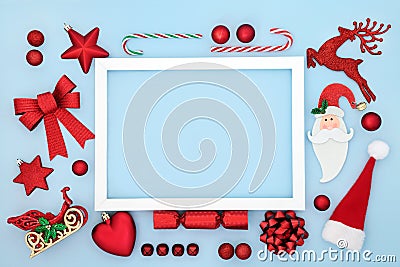 Christmas Fun Tree Decorations Festive Background Frame Stock Photo