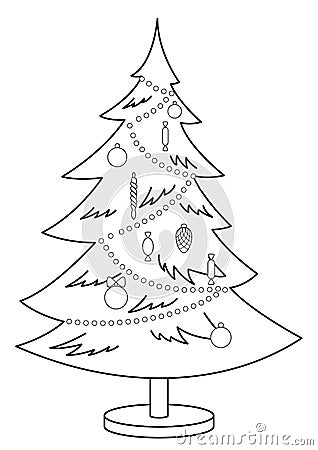 Christmas fur-tree, contours Vector Illustration