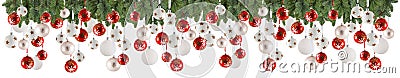 Christmas garland background with ornaments, christmas bauble Stock Photo