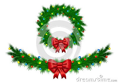 Christmas garland with colorful lights vector illustration isolated Vector Illustration