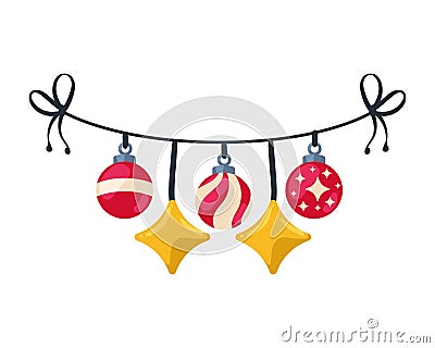 christmas garland hanging Cartoon Illustration