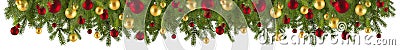 Christmas garland with ornaments and fir branches Stock Photo