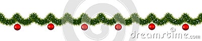 Christmas garland with red balls. Vector Illustration