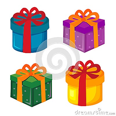 Christmas gift box cartoon element set Vector Illustration