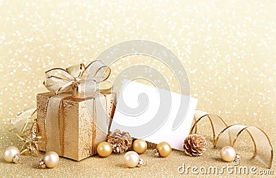 Christmas gift box with christmas balls Stock Photo